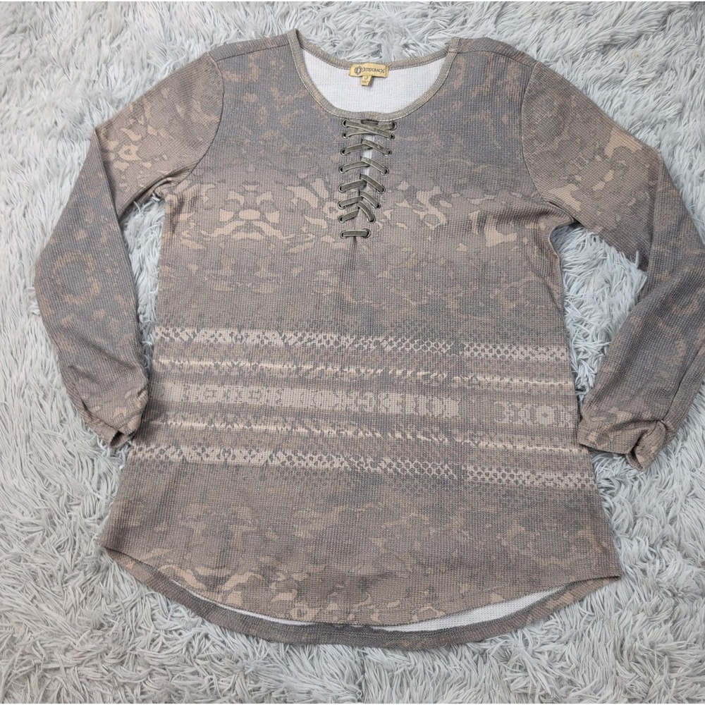 Democracy Shirt Womens S Snake Print Thermal Knit Top Lightweight Comfort